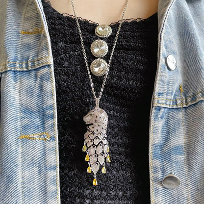 ¡®Sprite Jewelry¡ High Jewelry Pave Panther Tassel Necklace