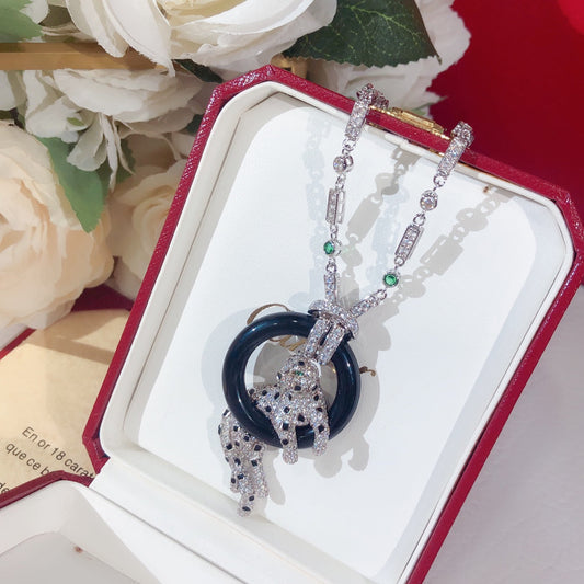 ¡®Sprite Jewelry¡¯Pave Panther Circle Pendant Necklace