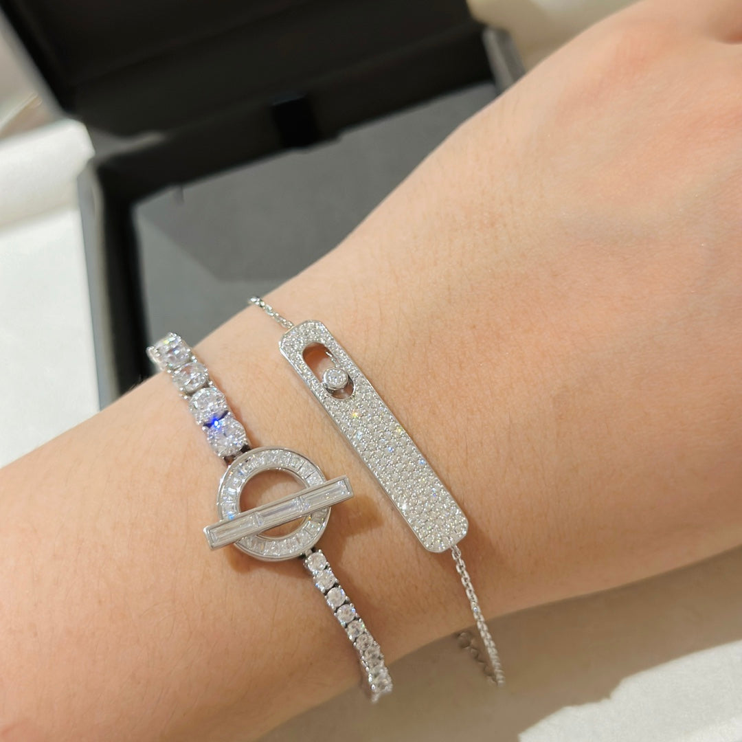 [Sprite Jewelry]MOVE CLASSIQUE DIAMOND PAVED BRACELET(Adjustable)