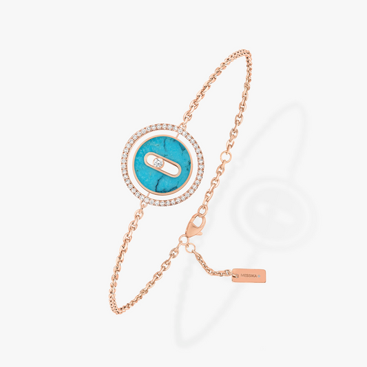 [Sprite Jewelry]LUCKY MOVE TURQUOISE PINK GOLD DIAMOND BRACELET(Adjustable)