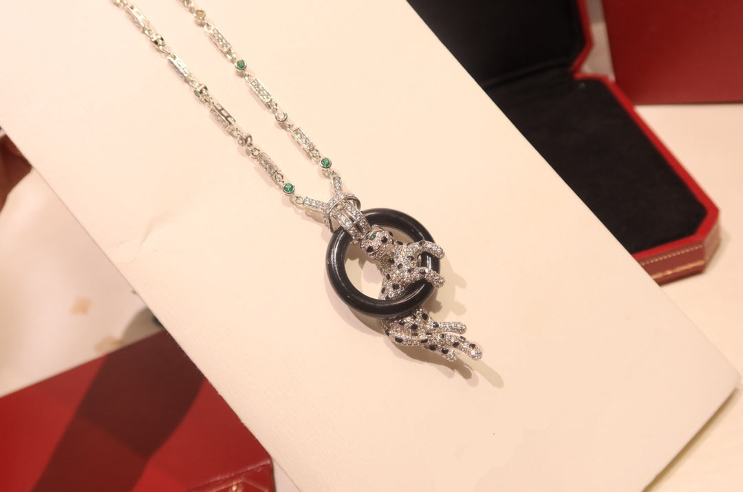 ¡®Sprite Jewelry¡¯Pave Panther Circle Pendant Necklace