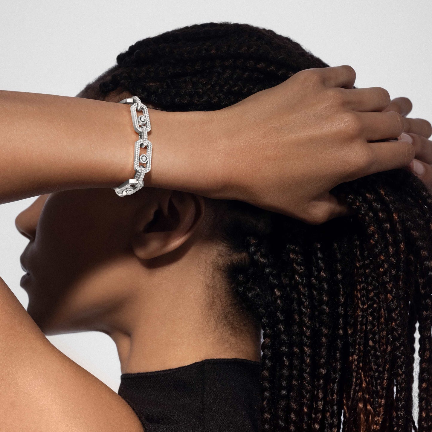 [Sprite Jewelry]Large Full Diamond Unisex Sliding Bracelet with Moissanite