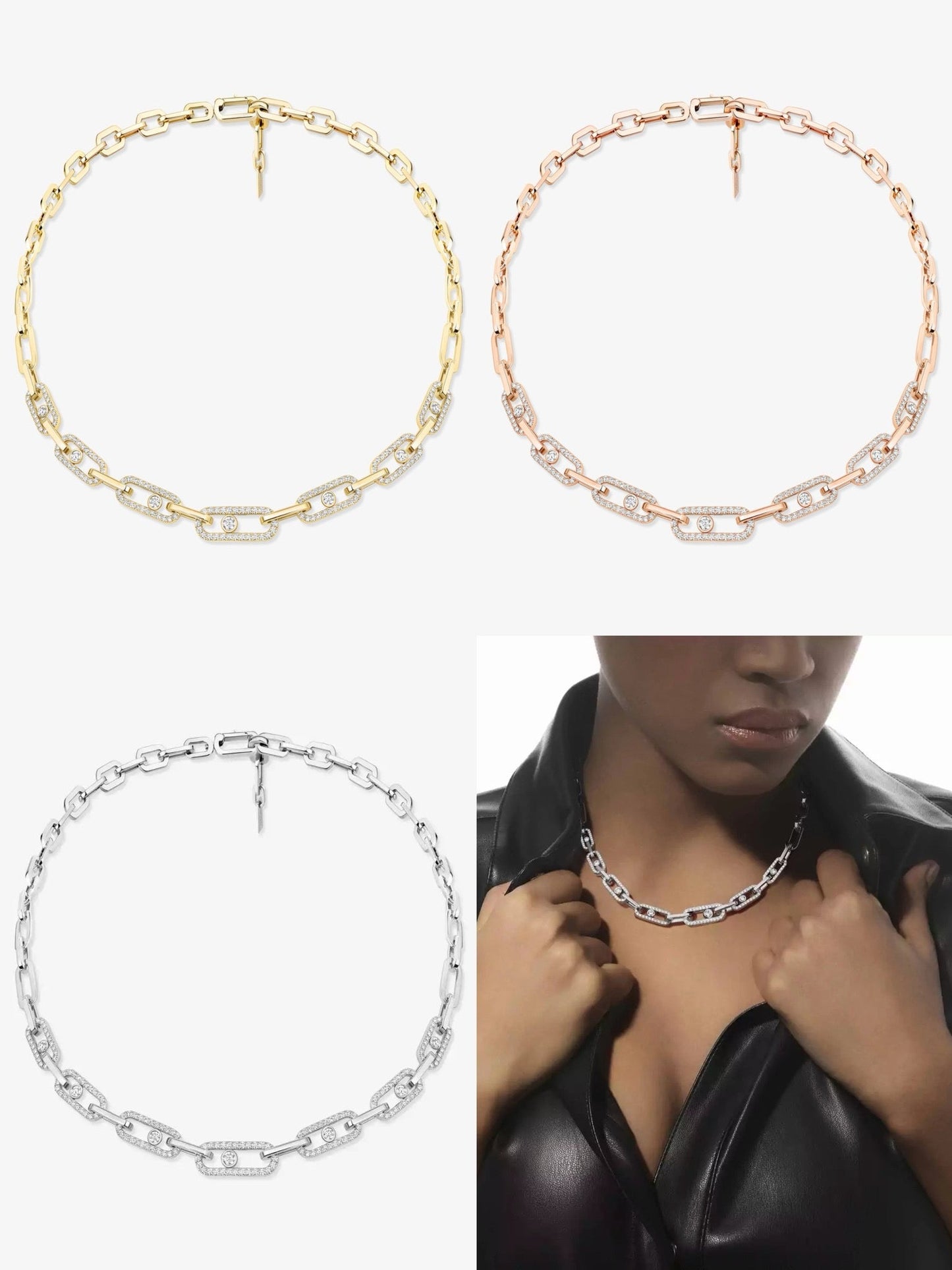 [Sprite Jewelry]Move Link Pave Diamond Necklace
