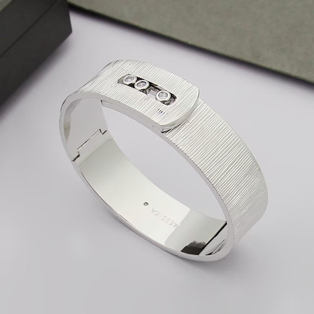 [Sprite Jewelry]Polished Brushed Bangle, Large Engraved Sliding Bangle