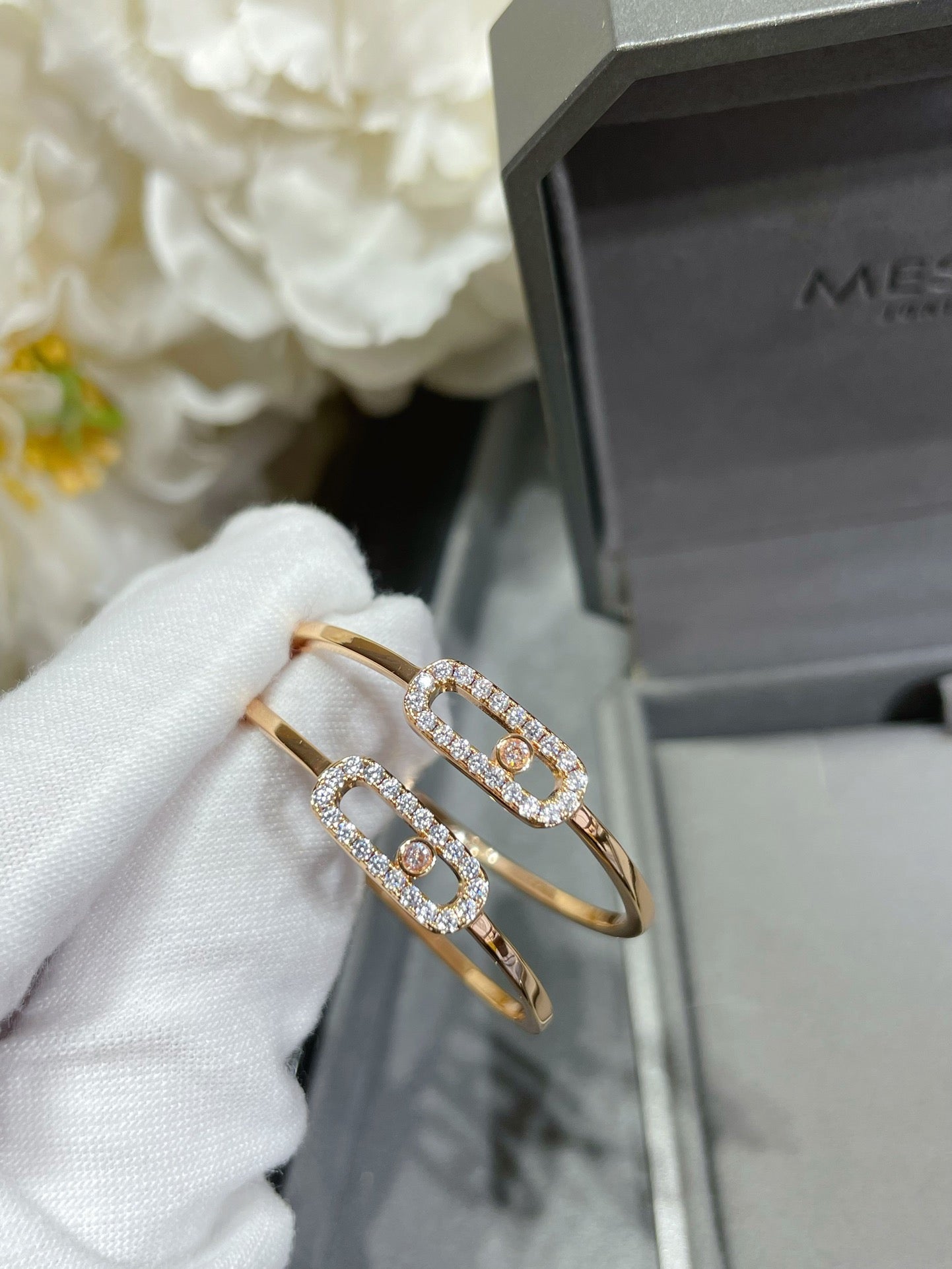 [Sprite Jewelry]Move Sliding‑Diamond Hoop Earrings
