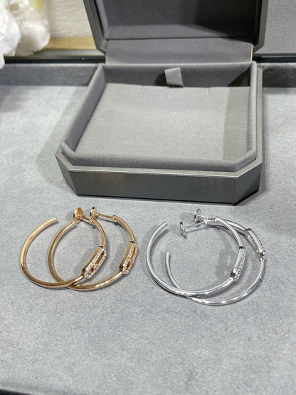 [Sprite Jewelry]Move Sliding‑Diamond Hoop Earrings