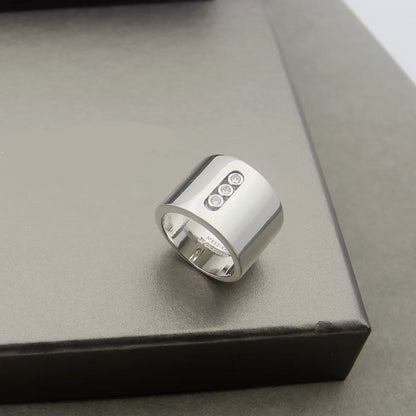 [Sprite Jewelry] Move Wide 3 Moving Diamonds Wide Band Ring