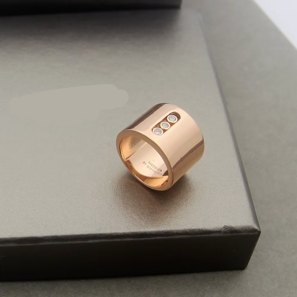 [Sprite Jewelry] Move Wide 3 Moving Diamonds Wide Band Ring