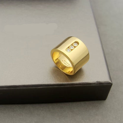[Sprite Jewelry] Move Wide 3 Moving Diamonds Wide Band Ring