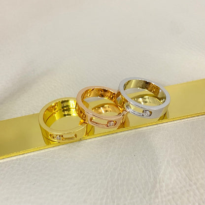 [Sprite Jewelry]Move Wide Band Single Moving Diamond Ring