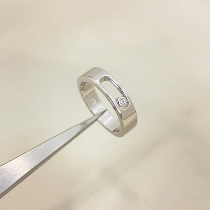 [Sprite Jewelry]Move Wide Band Single Moving Diamond Ring