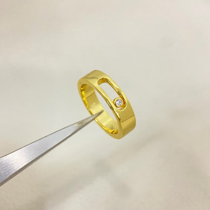 [Sprite Jewelry]Move Wide Band Single Moving Diamond Ring