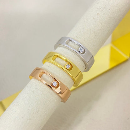 [Sprite Jewelry]Move Wide Band Single Moving Diamond Ring