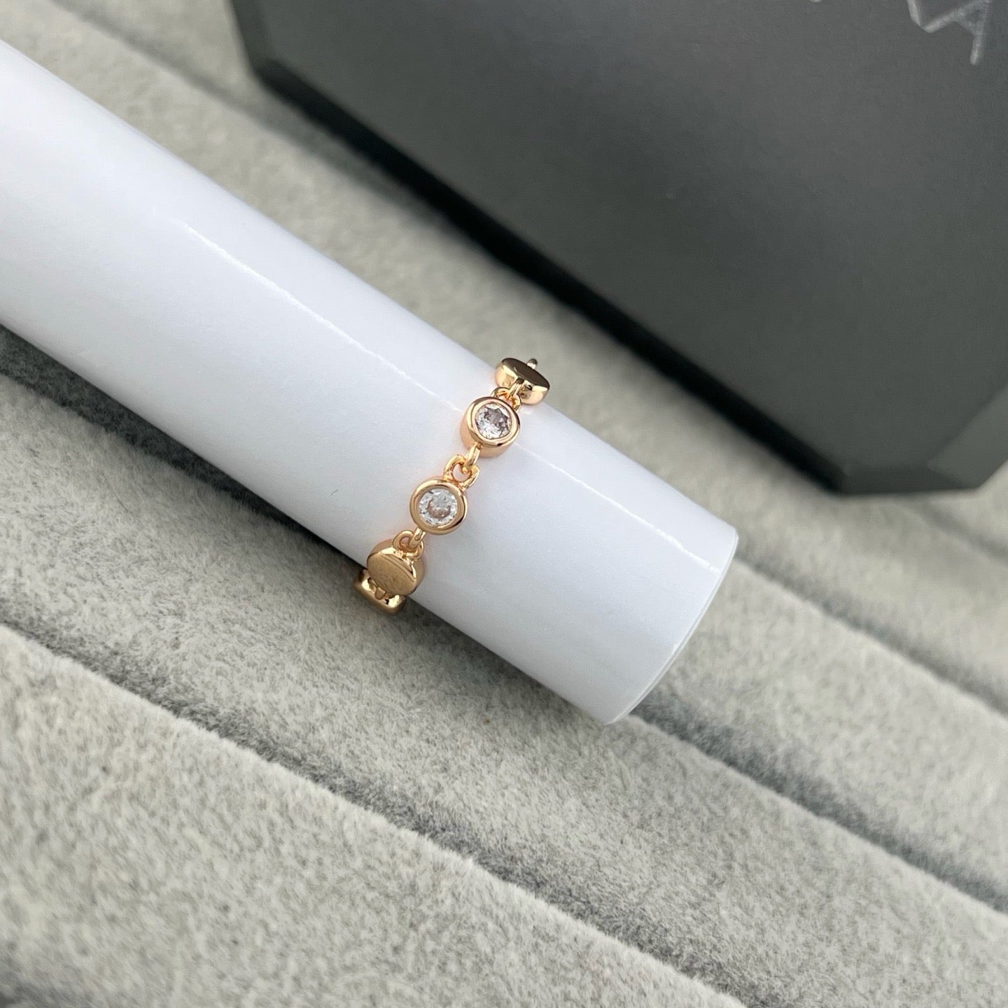 [Sprite Jewelry]Move Link Chain Ring with Two Moving Diamonds