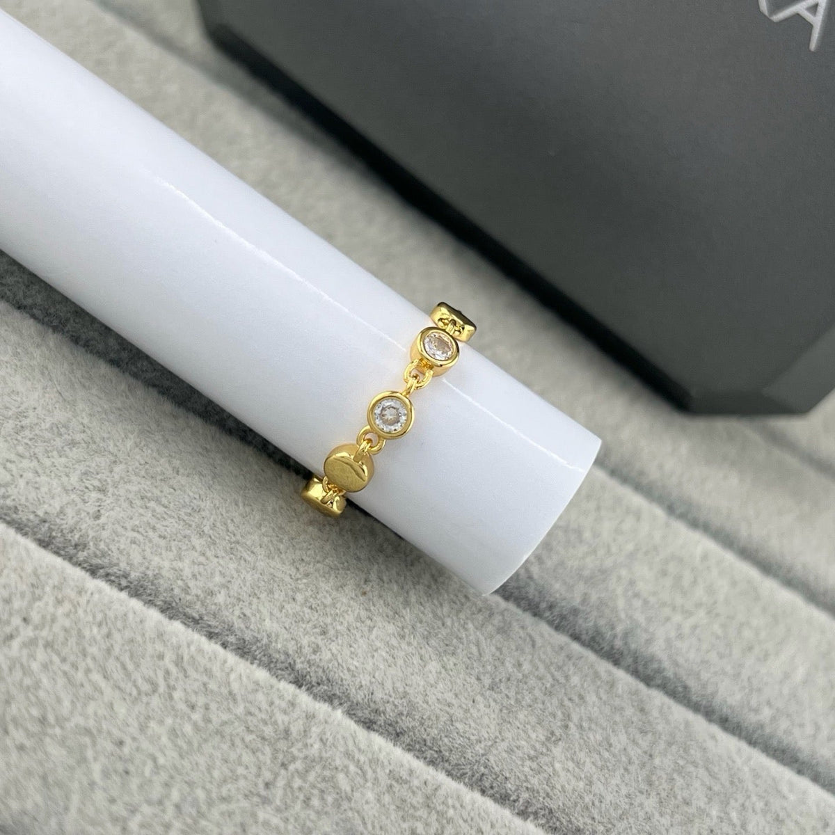 [Sprite Jewelry]Move Link Chain Ring with Two Moving Diamonds