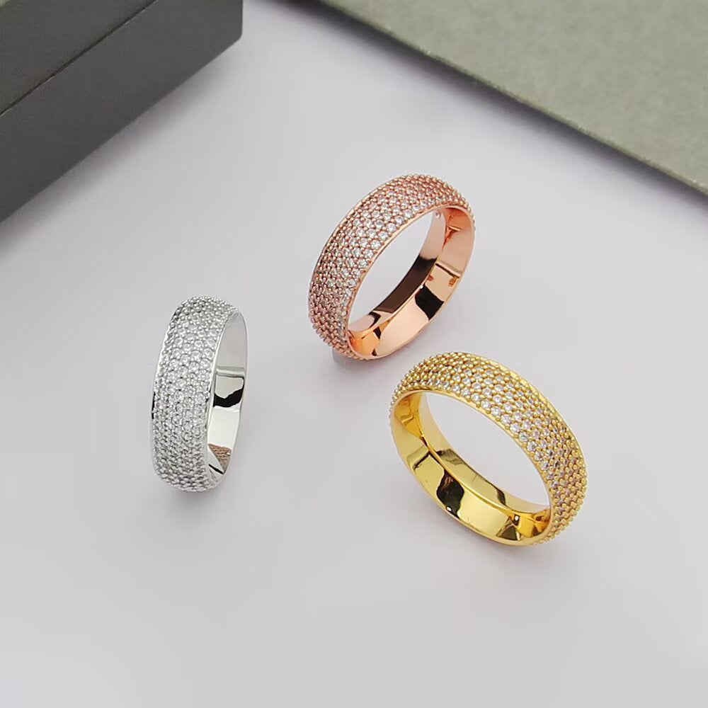 [Sprite Jewelry]Fiery Full Pavé Diamond Wide Band Ring,