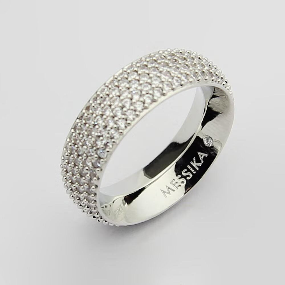 [Sprite Jewelry]Fiery Full Pavé Diamond Wide Band Ring,