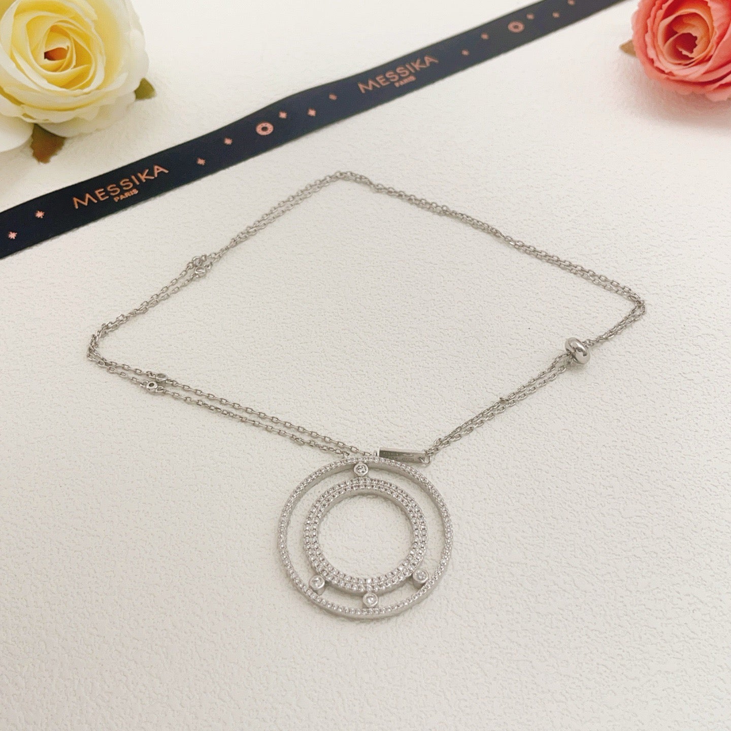 [Sprite Jewelry] Move Romane Pavé Diamond Sliding Circle Long Necklace