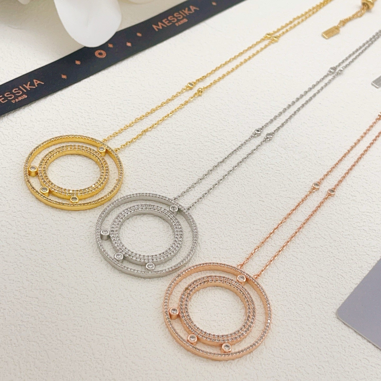 [Sprite Jewelry] Move Romane Pavé Diamond Sliding Circle Long Necklace