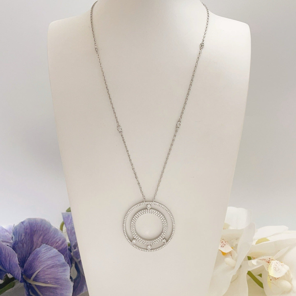 [Sprite Jewelry] Move Romane Pavé Diamond Sliding Circle Long Necklace