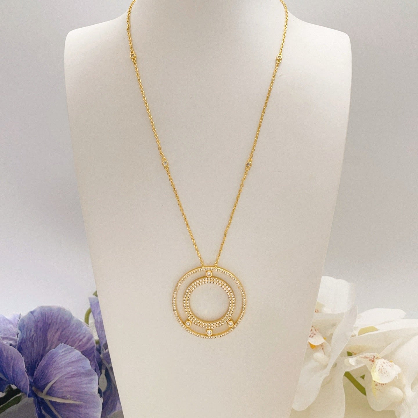 [Sprite Jewelry] Move Romane Pavé Diamond Sliding Circle Long Necklace