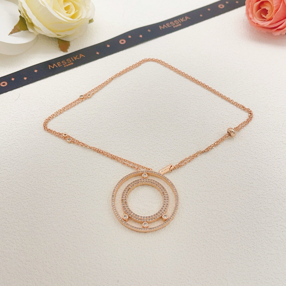 [Sprite Jewelry] Move Romane Pavé Diamond Sliding Circle Long Necklace