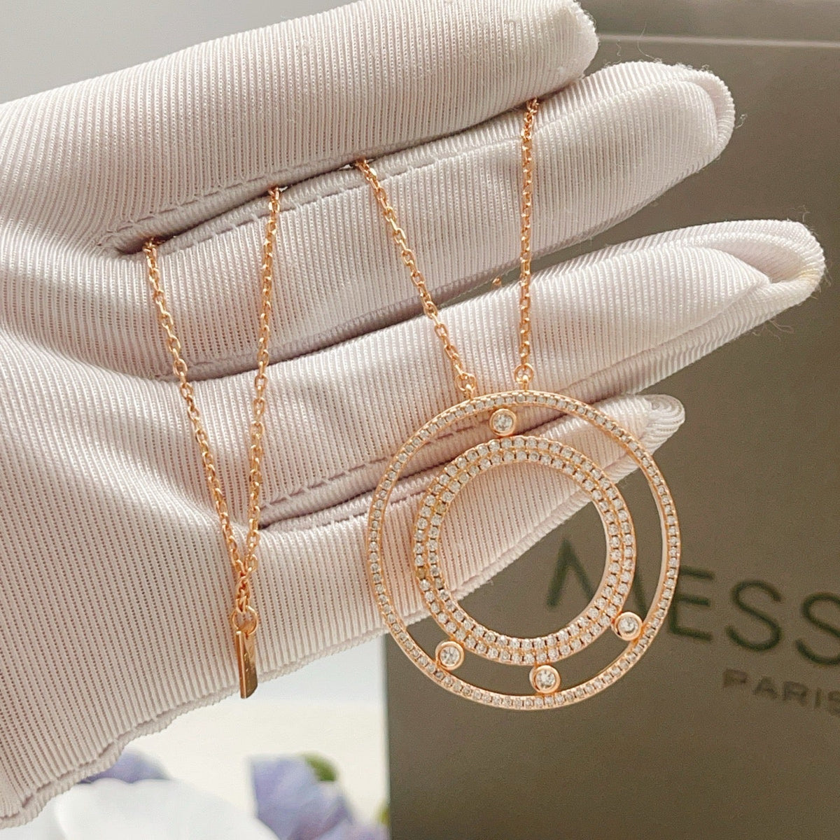 [Sprite Jewelry] Move Romane Pavé Diamond Sliding Circle Long Necklace