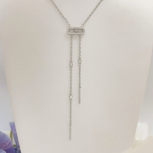 [Sprite Jewelry] Moderniste Pavé Diamond Lariat Tie Necklace
