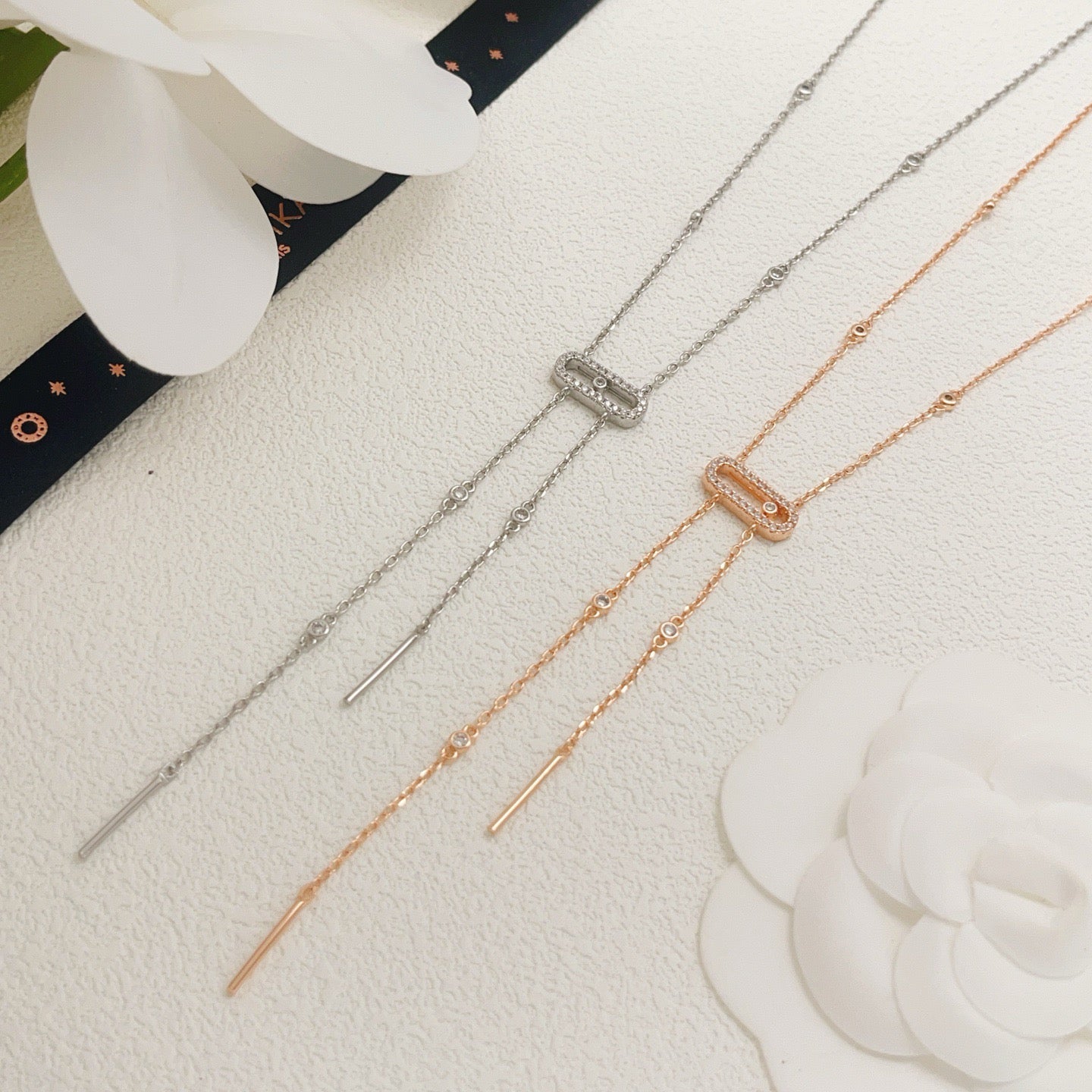 [Sprite Jewelry] Moderniste Pavé Diamond Lariat Tie Necklace