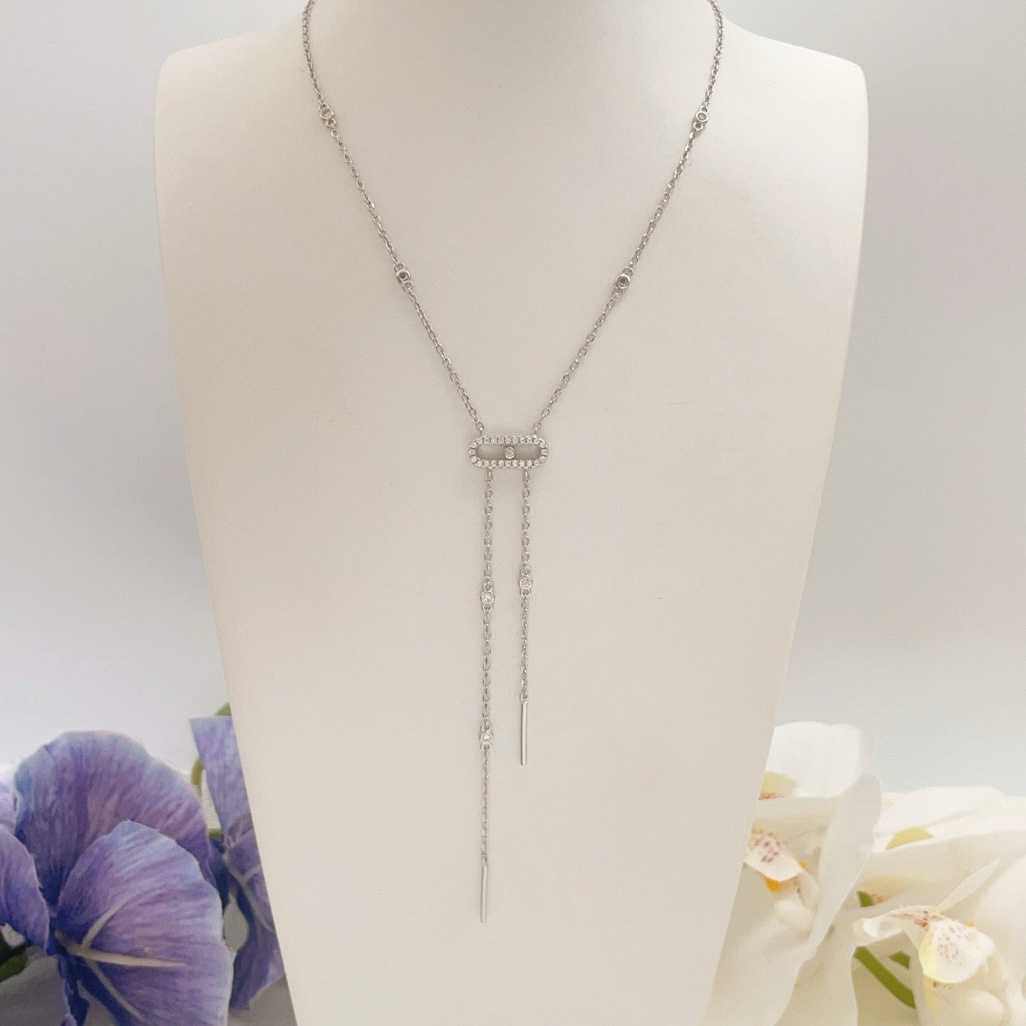 [Sprite Jewelry] Moderniste Pavé Diamond Lariat Tie Necklace
