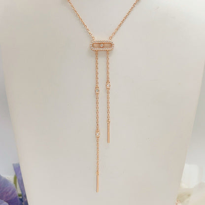 [Sprite Jewelry] Moderniste Pavé Diamond Lariat Tie Necklace