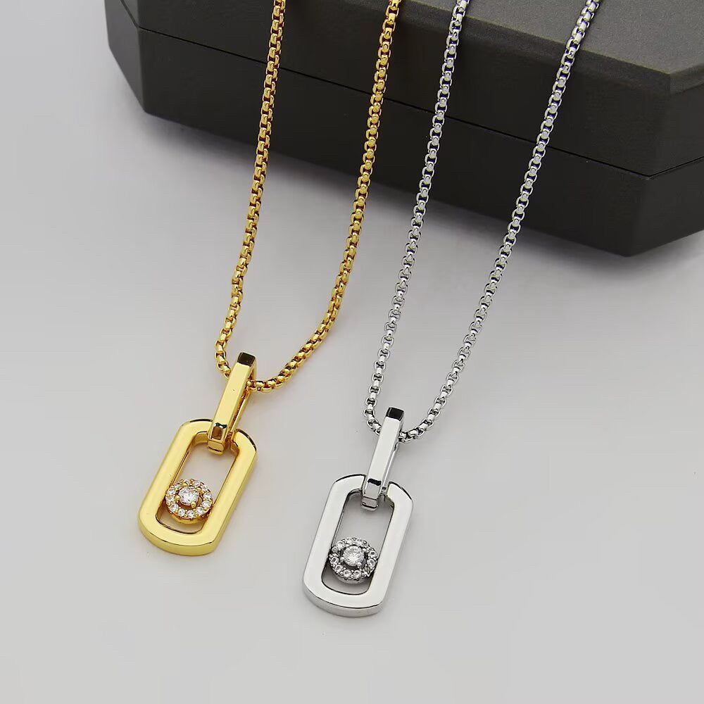 [Sprite Jewelry]So Move Paper‑Clip Sliding Diamond Necklace