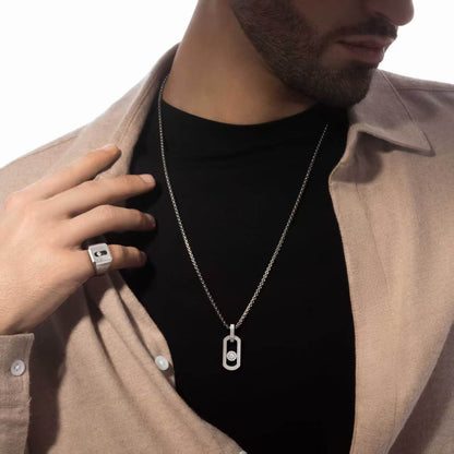 [Sprite Jewelry]So Move Paper‑Clip Sliding Diamond Necklace