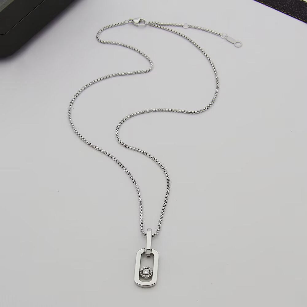 [Sprite Jewelry]So Move Paper‑Clip Sliding Diamond Necklace
