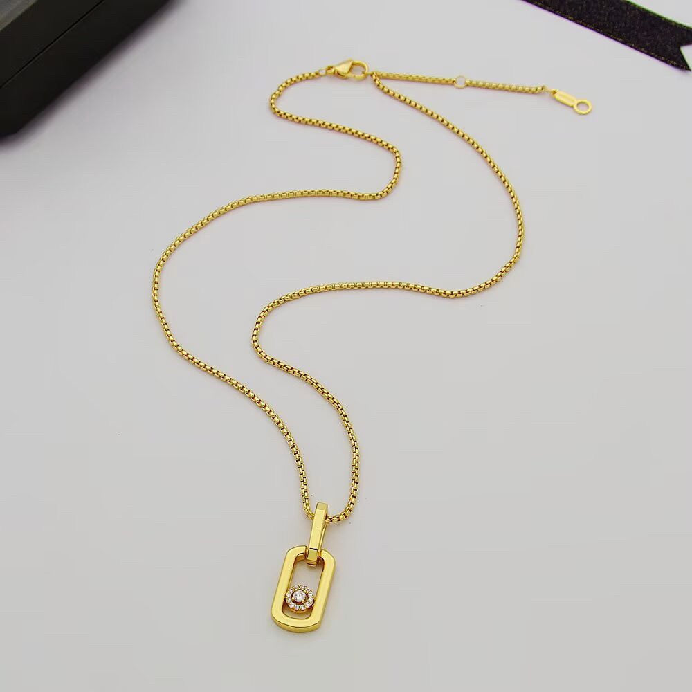 [Sprite Jewelry]So Move Paper‑Clip Sliding Diamond Necklace