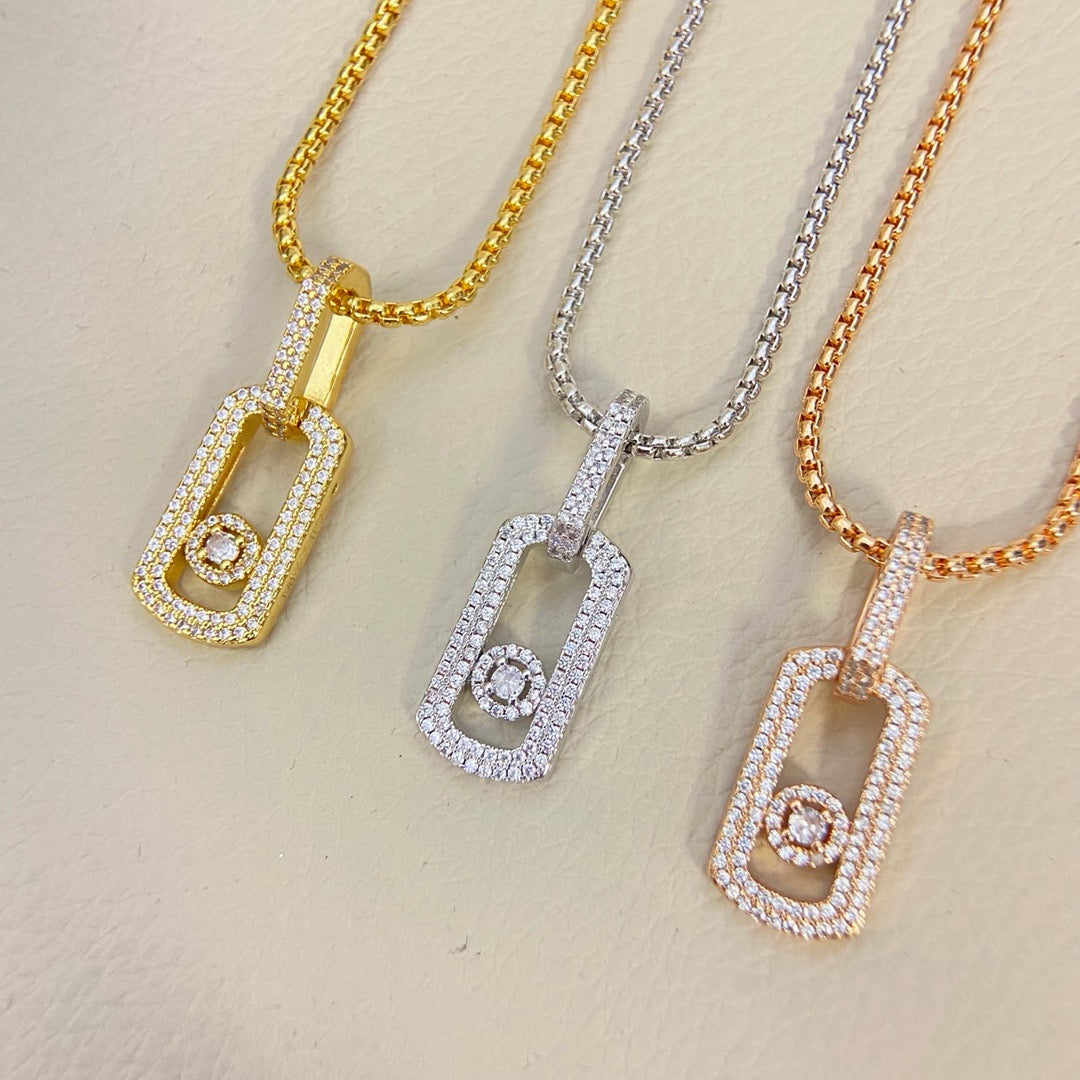 [Sprite Jewelry] So Move Diamond‑Set Paper‑Clip Sliding Necklace