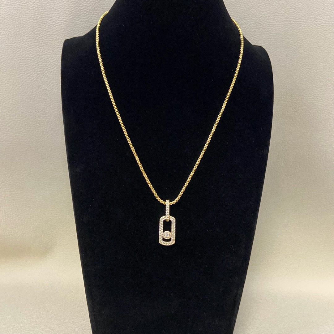 [Sprite Jewelry] So Move Diamond‑Set Paper‑Clip Sliding Necklace