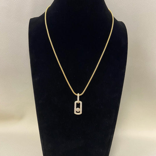 [Sprite Jewelry] So Move Diamond‑Set Paper‑Clip Sliding Necklace
