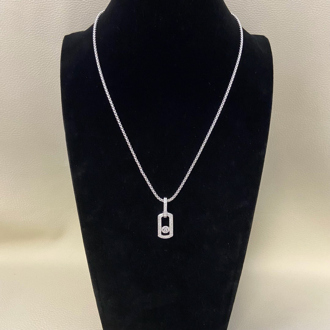 [Sprite Jewelry] So Move Diamond‑Set Paper‑Clip Sliding Necklace