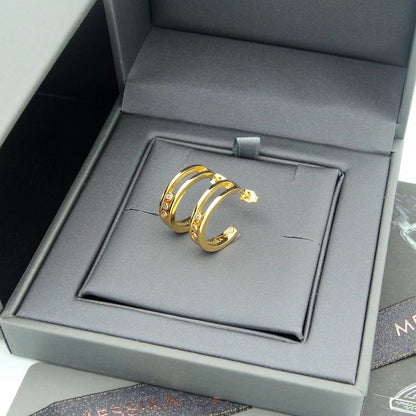 [Sprite Jewelry] Move Double Hoop Earrings, 3 Movable Stones