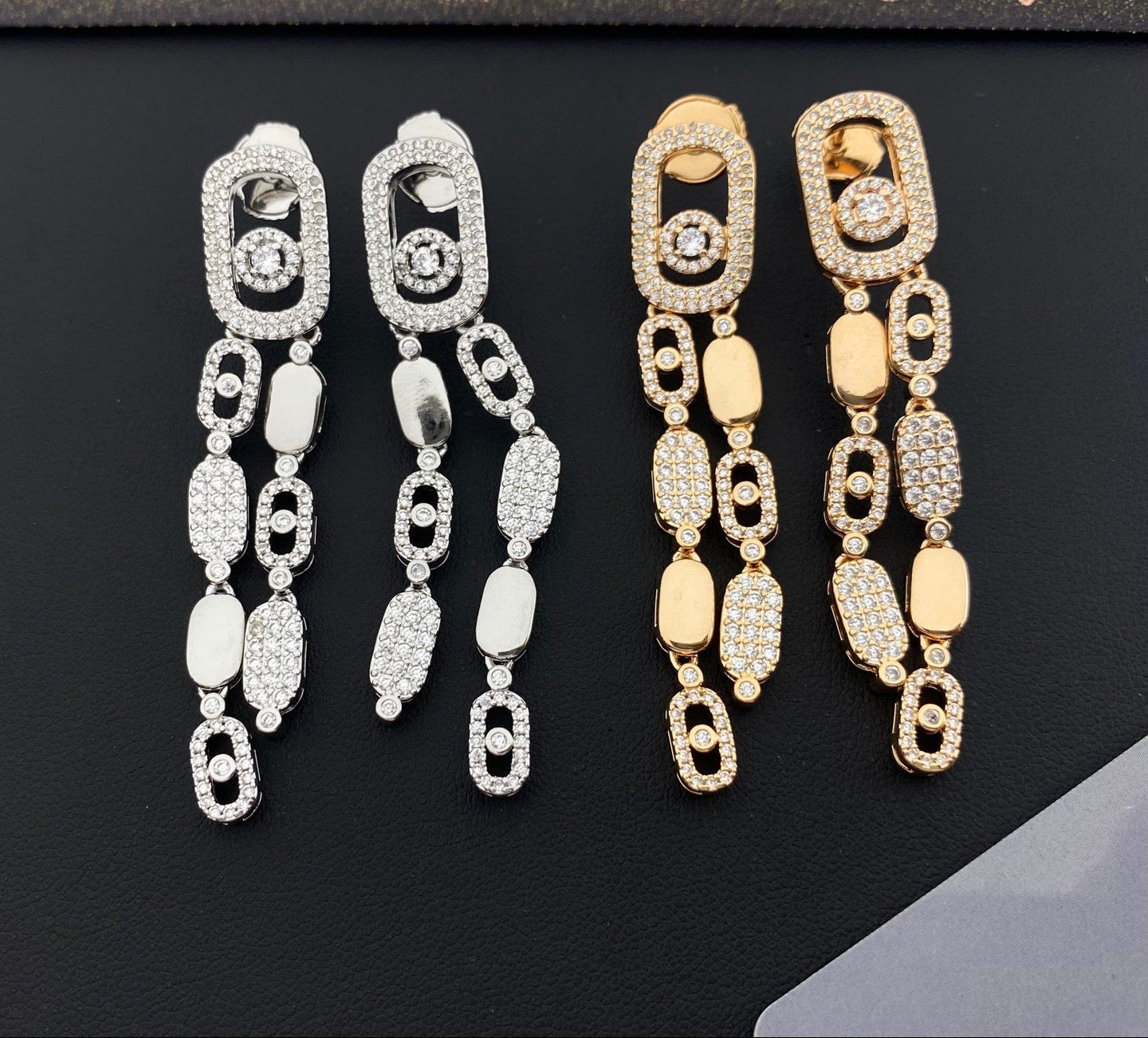 [Sprite Jewelry] Move Link Long Tassel Earrings, Movable Stones
