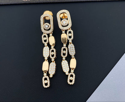 [Sprite Jewelry] Move Link Long Tassel Earrings, Movable Stones