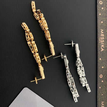 [Sprite Jewelry] Move Link Long Tassel Earrings, Movable Stones