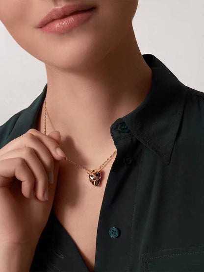 ¡®SpriteJewelry¡¯Panthère de  Pendant Necklace, Panther‑Head Motif, Emerald Eyes,