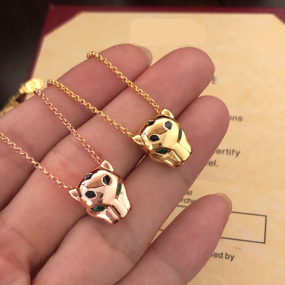 ¡®SpriteJewelry¡¯Panthère de  Pendant Necklace, Panther‑Head Motif, Emerald Eyes,