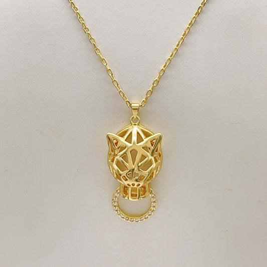 ¡®SpriteJewelry¡¯Openwork Panther‑Head Doorknocker Necklace