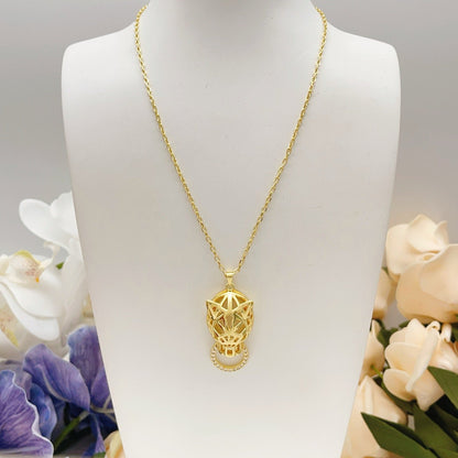 ¡®SpriteJewelry¡¯Openwork Panther‑Head Doorknocker Necklace