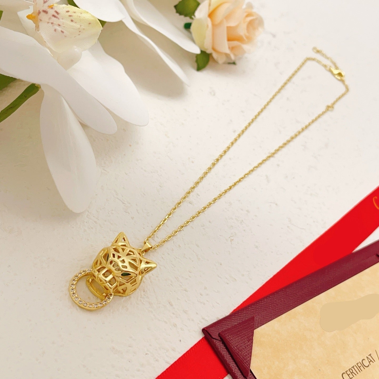 ¡®SpriteJewelry¡¯Openwork Panther‑Head Doorknocker Necklace