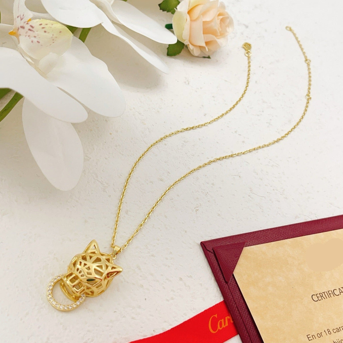 ¡®SpriteJewelry¡¯Openwork Panther‑Head Doorknocker Necklace