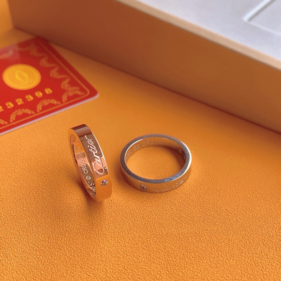 ¡®SpriteJewelry¡¯Signature Single‑Diamond Couple Band Rings